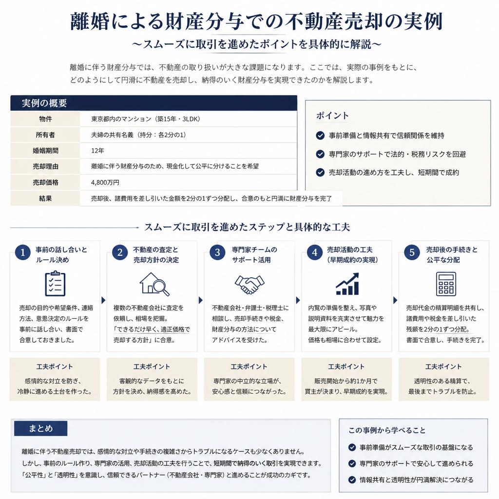 成功事例①：離婚に伴う不動産売却