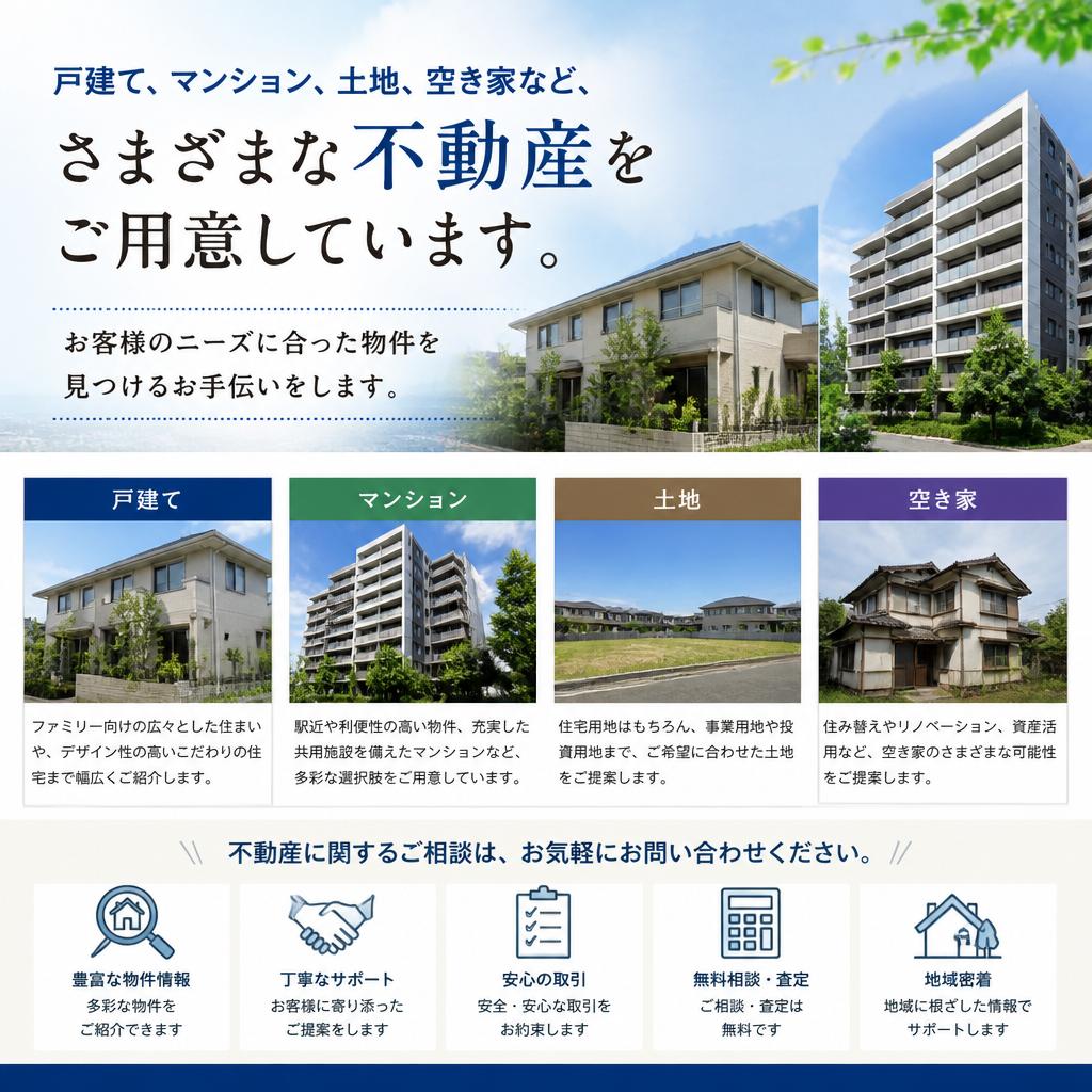幅広い物件ラインナップ