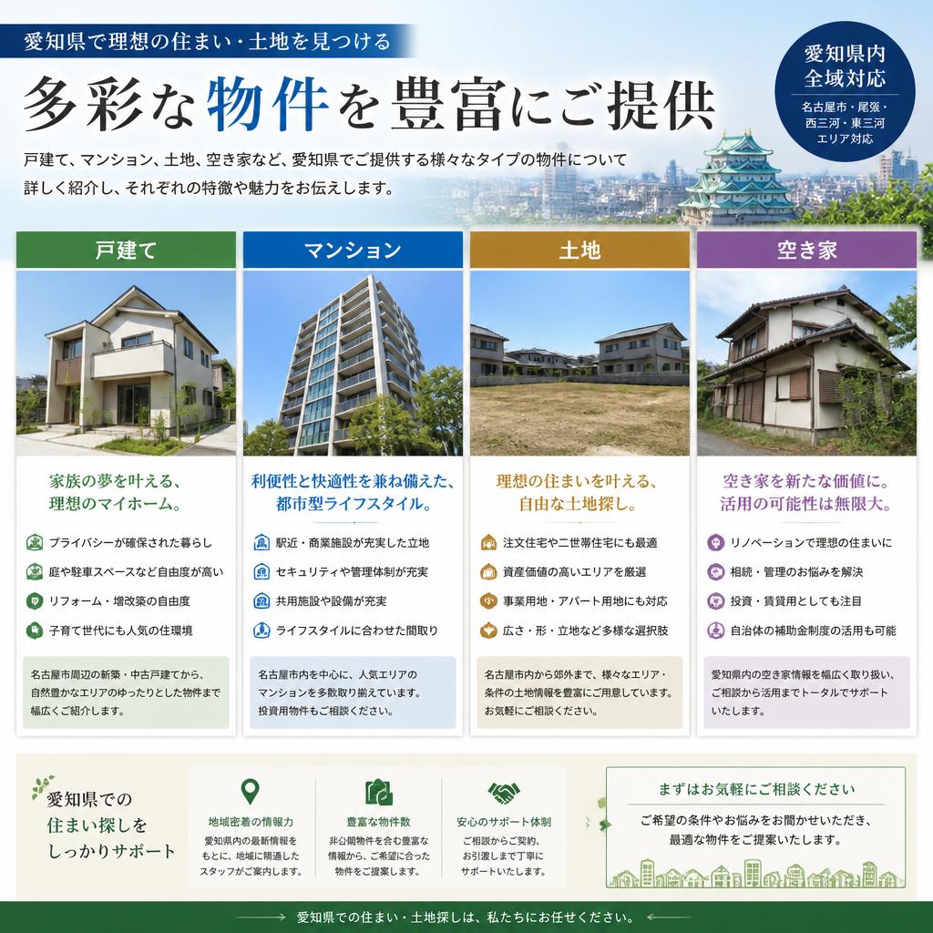 多種多様な物件を取り扱い